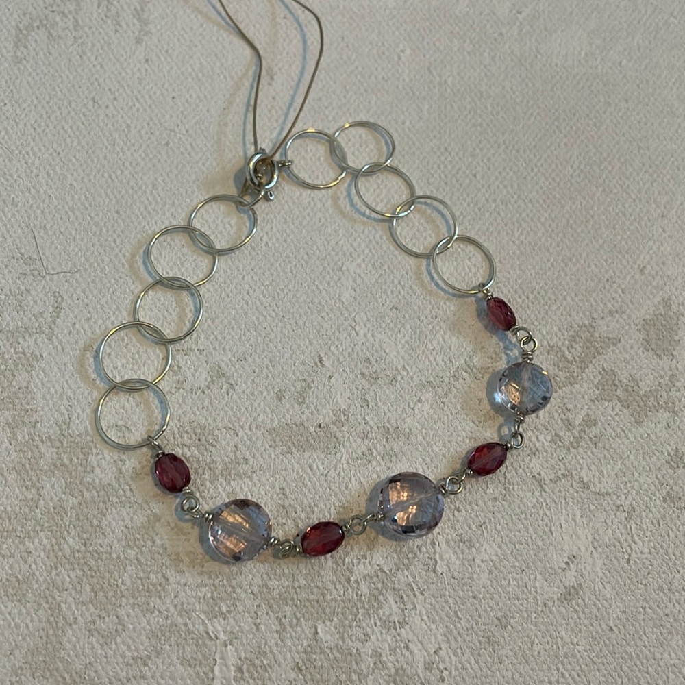 Sterling Silver Amethyst and Garnet Bracelet
